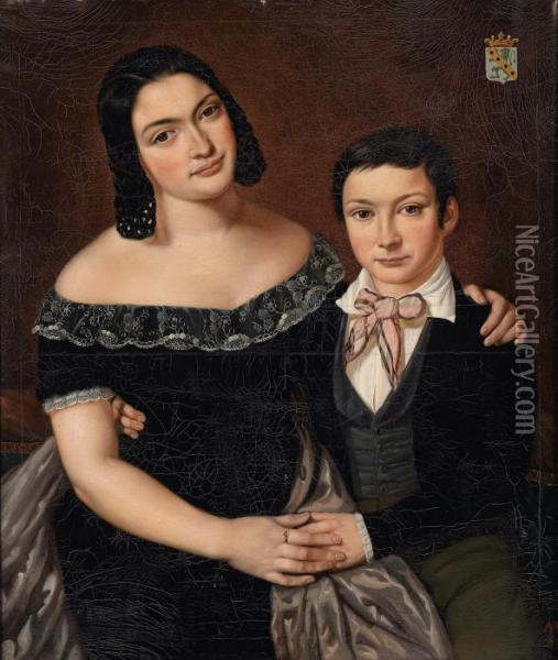 Belgian Family Oil Painting - Wilhelm Velten