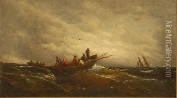 Dory Fishing. Oil Painting - Harry Chase