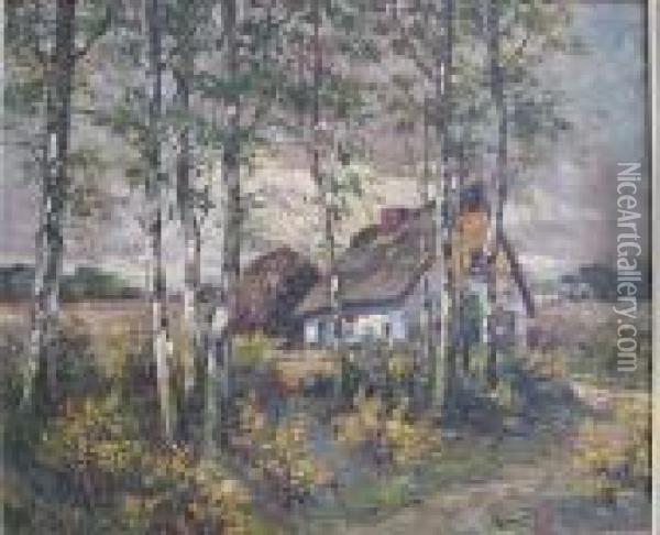 Landschap Met Hoeve. Oil Painting - Franz Van Genesen
