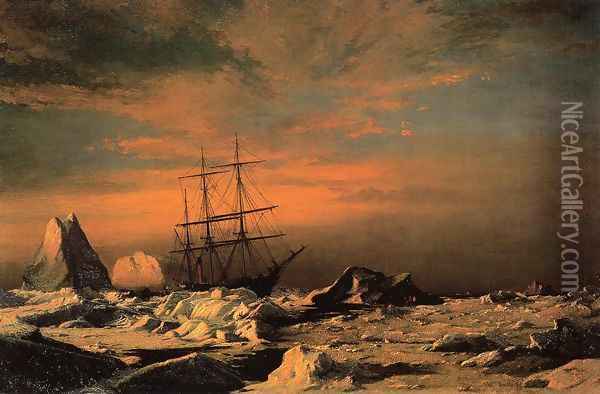The 'Panther' among the Icebergs in Melville Bay Oil Painting - William Bradford