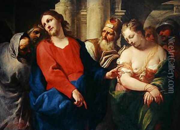 The Adulteress before Christ Oil Painting - Antonio Molinari