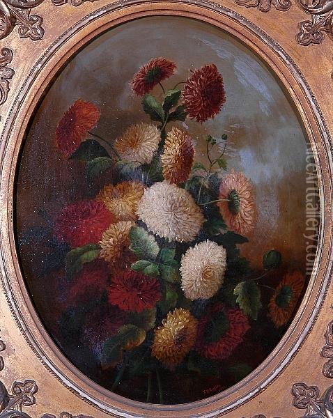 A Still Life Of Dahlias Oil Painting - John Griffiths