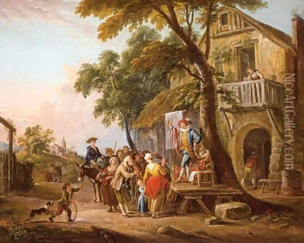 A Quack Doctor In A Village Oil Painting - Jean-Baptiste Lallemand
