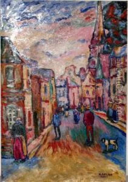 Scene De Rue En Bretagne Oil Painting - Pat Wilson