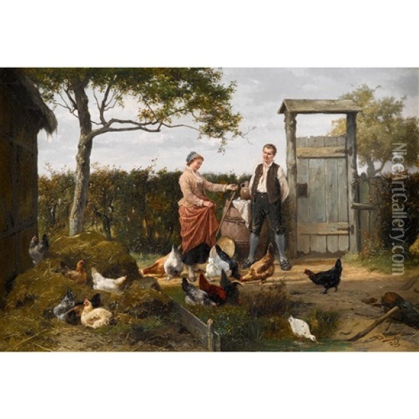 Farmyard Oil Painting - Jan David Col