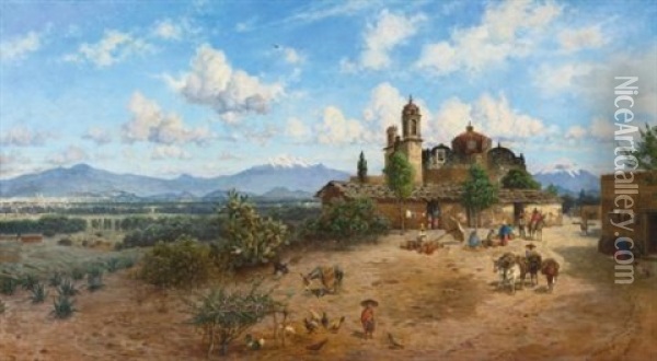 El Valle De Mexico Oil Painting - August Loehr