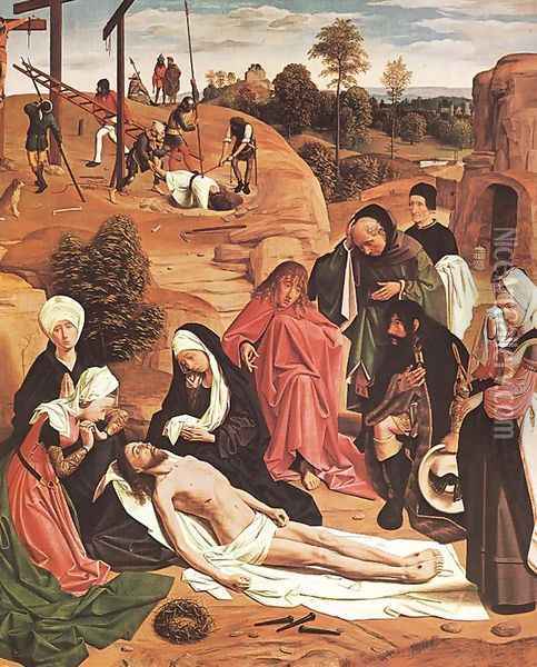 Lamentation over the Dead Christ 1485-90 Oil Painting - Tot Sint Jans Geertgen