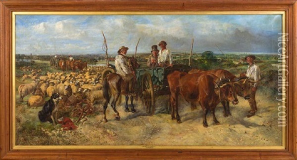 The Road To Copthorne Oil Painting - Henry Weekes