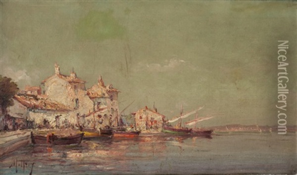 Marina Oil Painting - Henri Malfroy-Savigny