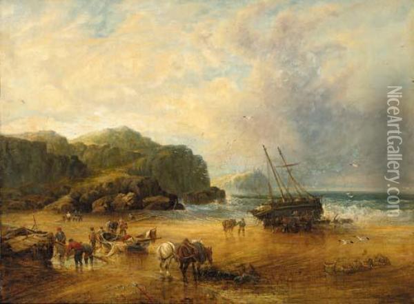 Northumbrian Coast Oil Painting - J. H. Gibb