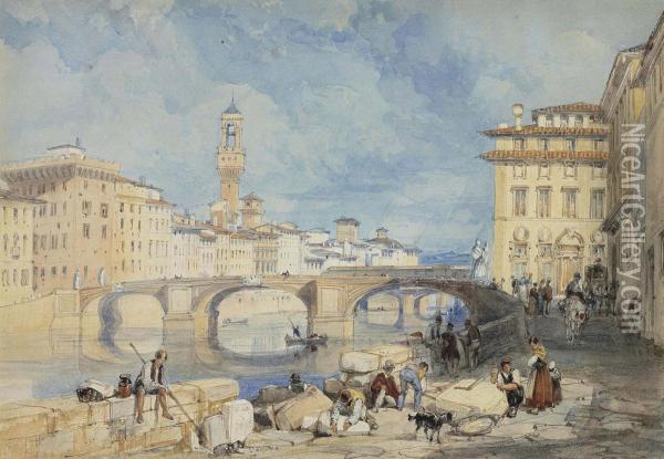 Ponte Santa Trinita, Florence Oil Painting - James Duffield Harding