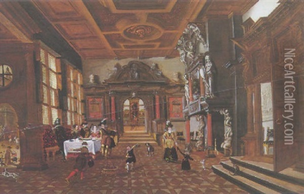 Scene De Repas Dans Un Inteieur De Palais Oil Painting - Bartholomeus Van Bassen
