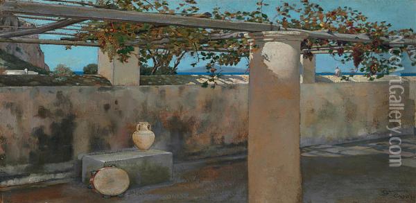 Capri Pergola Oil Painting - Charles Caryl Coleman