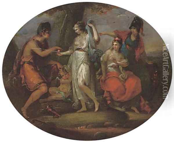 The Judgement of Paris Oil Painting - Angelica Kauffmann