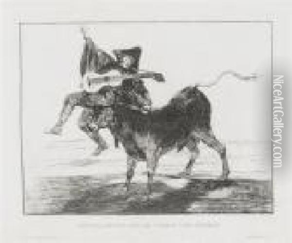 Aveugle Enleve Sur Les Cornes D'un Taureau Oil Painting - Francisco De Goya y Lucientes