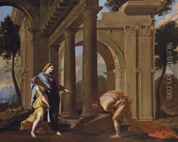 Theseus Finds His Father's Sword Oil Painting - Jean (Lemaire-Poussin) Lemaire
