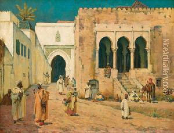 Nordafrikanskt Gatumotiv Oil Painting - Alfred Heaton Cooper