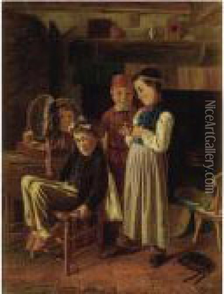 The Young Hairdresser Oil Painting - Charles Hunt