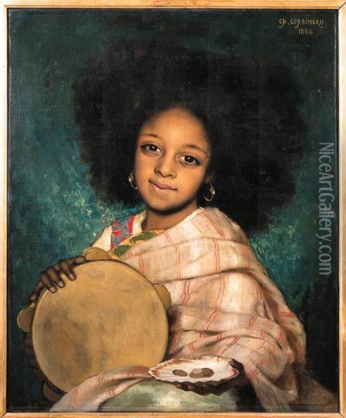 La Fille Avec Tambourin Oil Painting - Charles-Auguste Corbineau