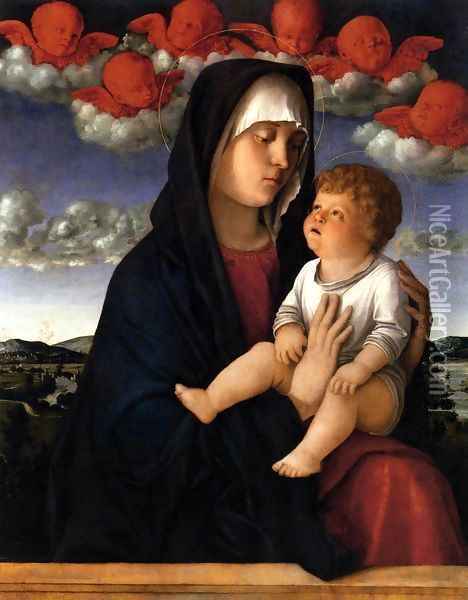 Madonna of Red Cherubs Oil Painting - Giovanni Bellini