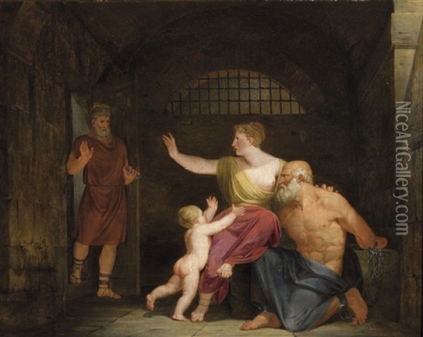Caritas Romana (1811) Oil Painting - Ferdinand Marie Delvaux