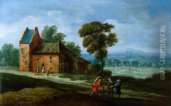 Flamische Landschaft Mit Figuren Oil Painting - Jan Frans van Bredael the Elder