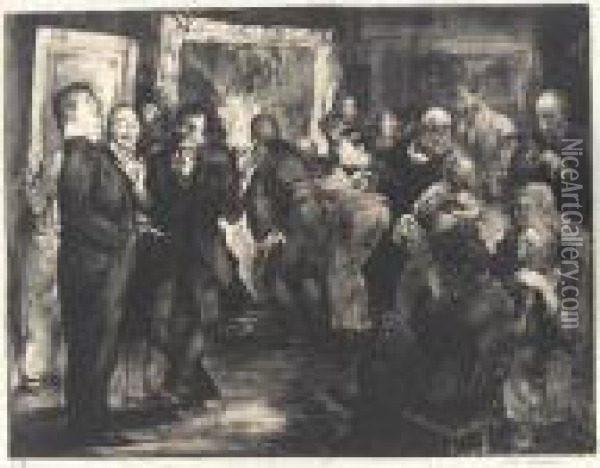 Artists Judging Works Of Art (m. 18) Oil Painting - George Wesley Bellows