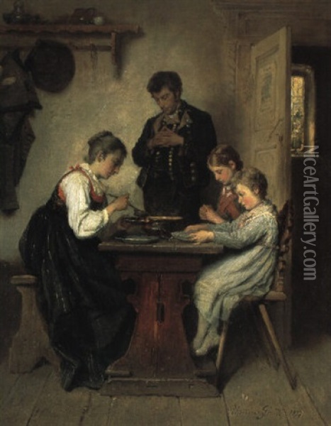 Das Tischgebet Oil Painting - Theodore Gerard
