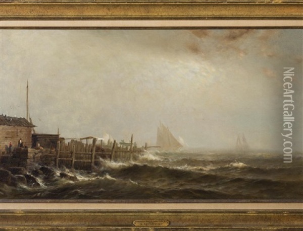 Morning At Narragansett Pier, Rhode Island Oil Painting - Arthur Quartley