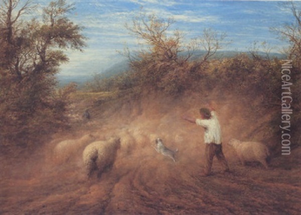 The Dusty Road Oil Painting - John Linnell