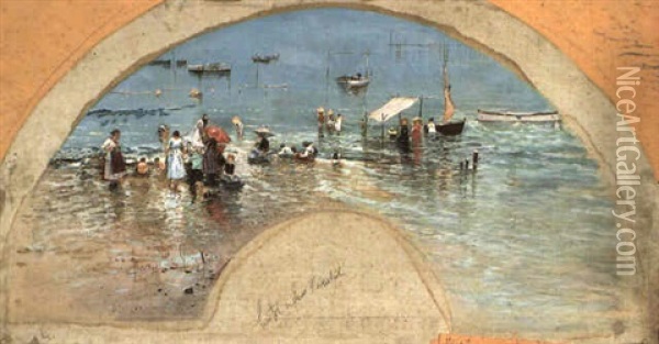Bagni Al Mare Oil Painting - Attilio Pratella