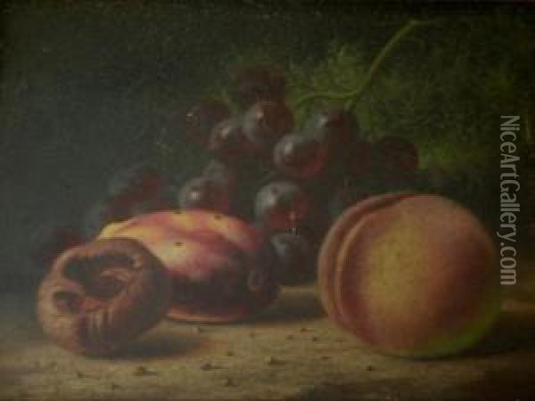 A Peach And Grapes With Other Fruits Oil Painting - Henry George Todd