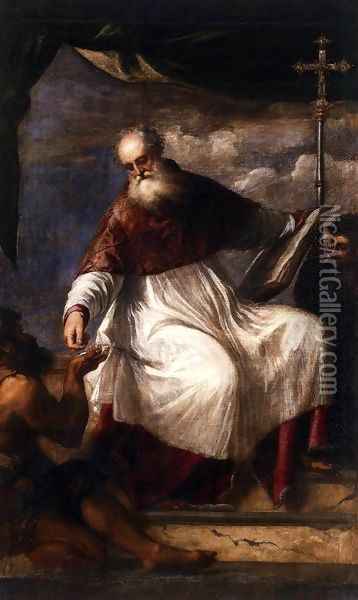 St John the Almsgiver Oil Painting - Tiziano Vecellio (Titian)