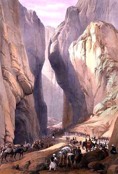 Entrance to the Bolan Pass from Dadur, from 'Sketches in Afghanistan' Oil Painting - James Atkinson