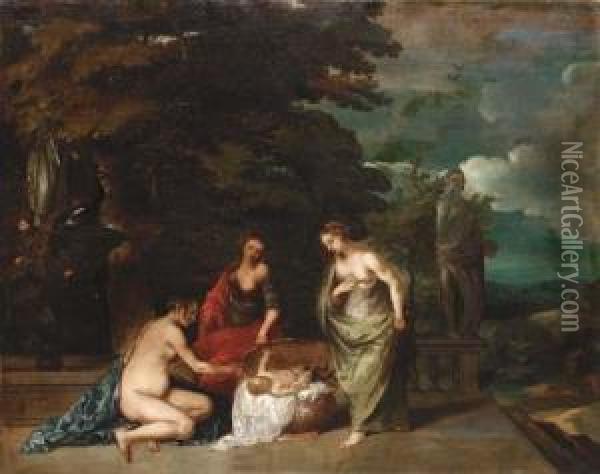 The Finding Of Erichthonius By The Daughters Of Cecrops Oil Painting - Frans Wouters