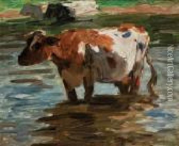 Kuh In Einem Bach Oil Painting - Max Liebermann