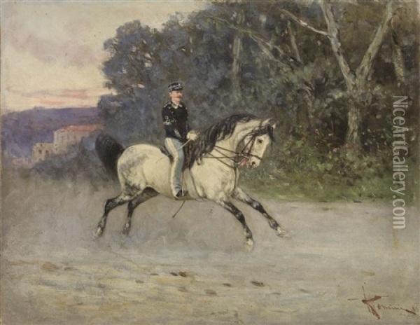Ufficiale A Cavallo Oil Painting - Francesco Mancini