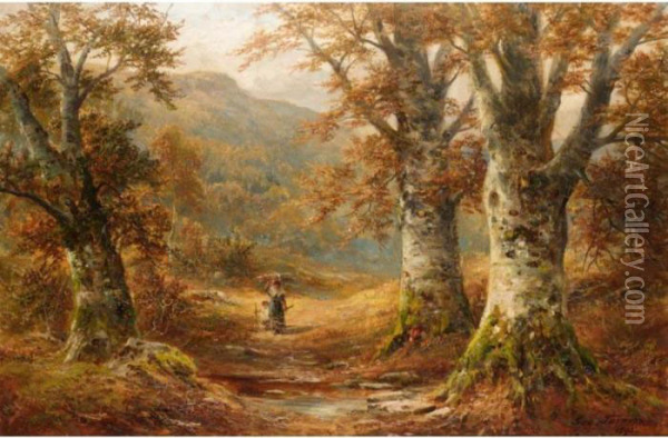 In The Woods Near Bettws-y-coed Oil Painting - George Turner