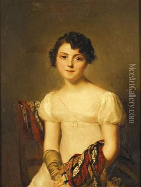 Massot, ,portrait D'andrienne Cheneviere Oil Painting - Firmin Massot