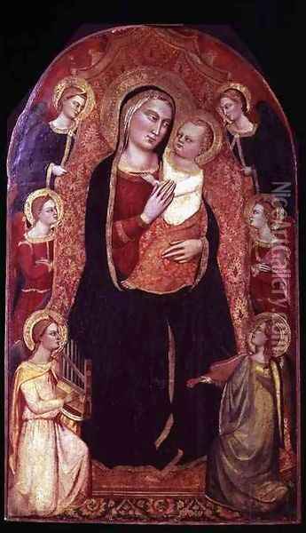 Virgin and Child Enthroned with Angels Oil Painting - Cione Jacopo di