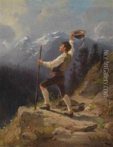 A Young Man In The Highlands Oil Painting - Edward Young