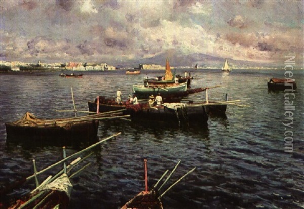 The Bay Of Naples Oil Painting - Attilio Pratella