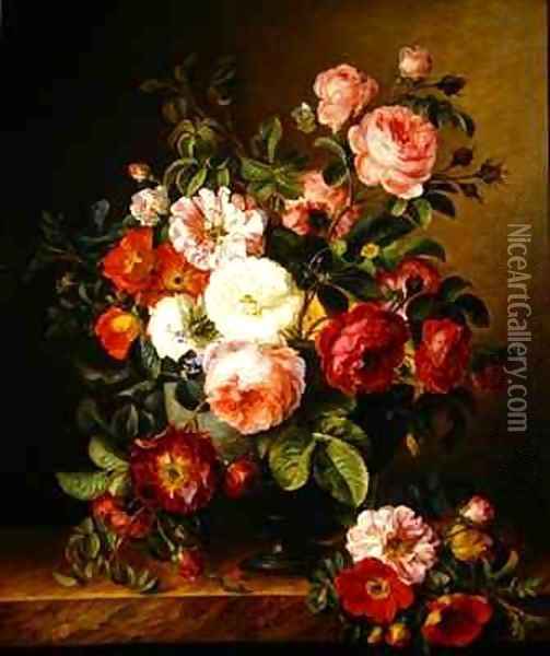 Still life with flowers Oil Painting - Melanie de Comolera