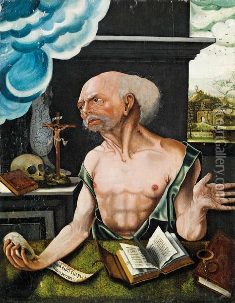 Der Hl. Hieronymus Im Gehaus Oil Painting - Master Of The Lille Adoration