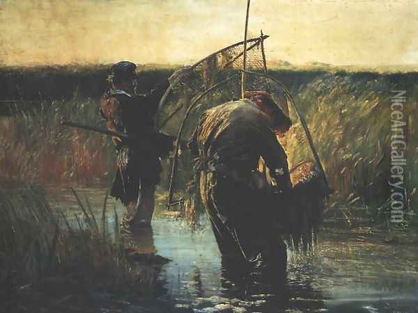 Wading Fishermen Oil Painting - Leon Wyczolkowski