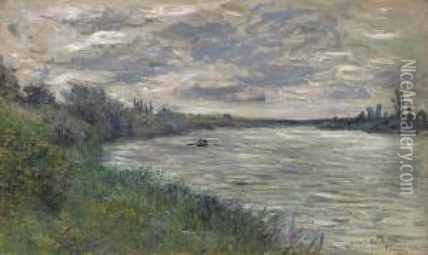 La Seine Pres De Vetheuil, Temps Orageux Oil Painting - Claude Oscar Monet