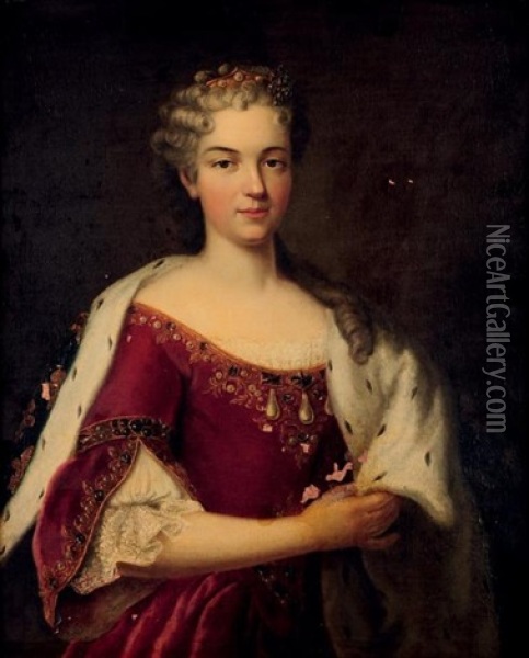 Portrait De Marie Leszcynska Oil Painting - Louis Michel van Loo