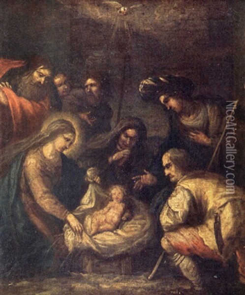 L'adoration Des Bergers Oil Painting - Cornelis de Baellieur the Elder