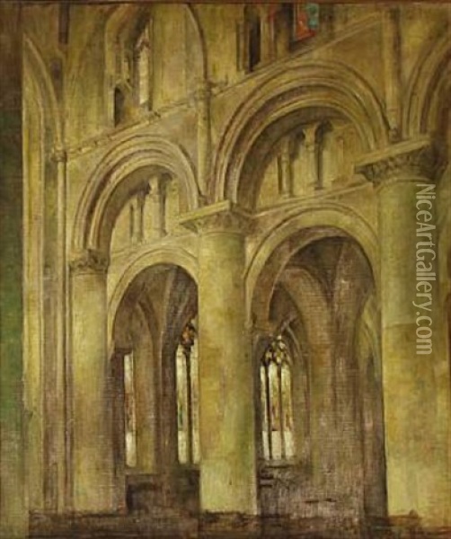 Church Interior From Oxford Oil Painting - Svend Hammershoi