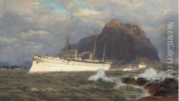 The Kaiser's Yacht Hohenzollern Under Escort On A Summer Cruise In Northern Waters Oil Painting - Carl Saltzmann